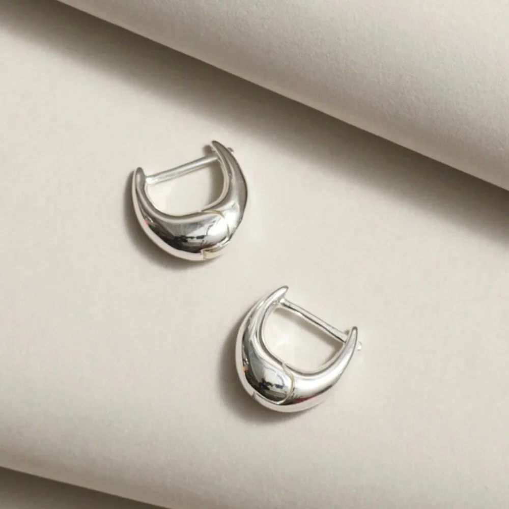 MADEWELL Demi-Fine Puffy Hoop Earrings $52.00 Sterling Silver np989 - Picture 2 of 5